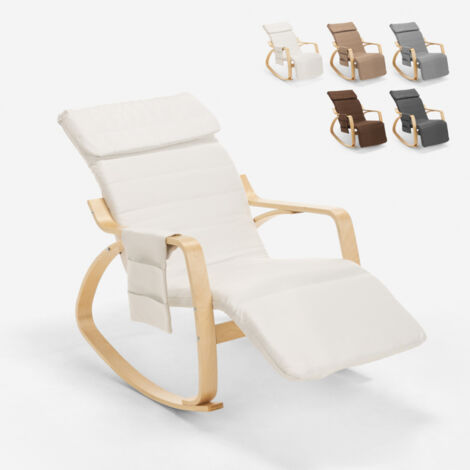 Fauteuil à bascule en bois design scandinave avec repose-pieds réglable Odense