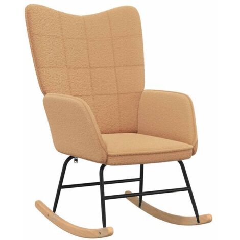 Fauteuil à bascule en peluche de mouton – Siège berçant doux et confortable pour salon, chambre ou bureau – Design moderne beige