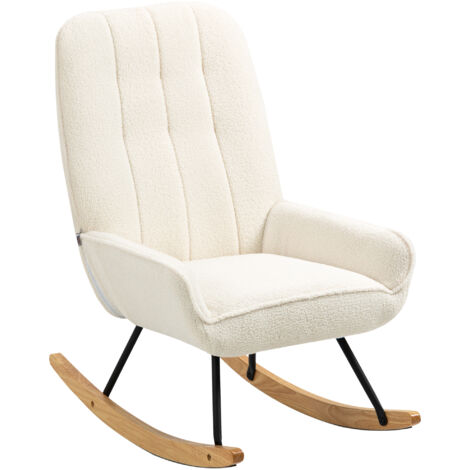 Fauteuil à bascule en polaire sherpa 63 cm x 95 cm x 97 cm Naturel + Crème