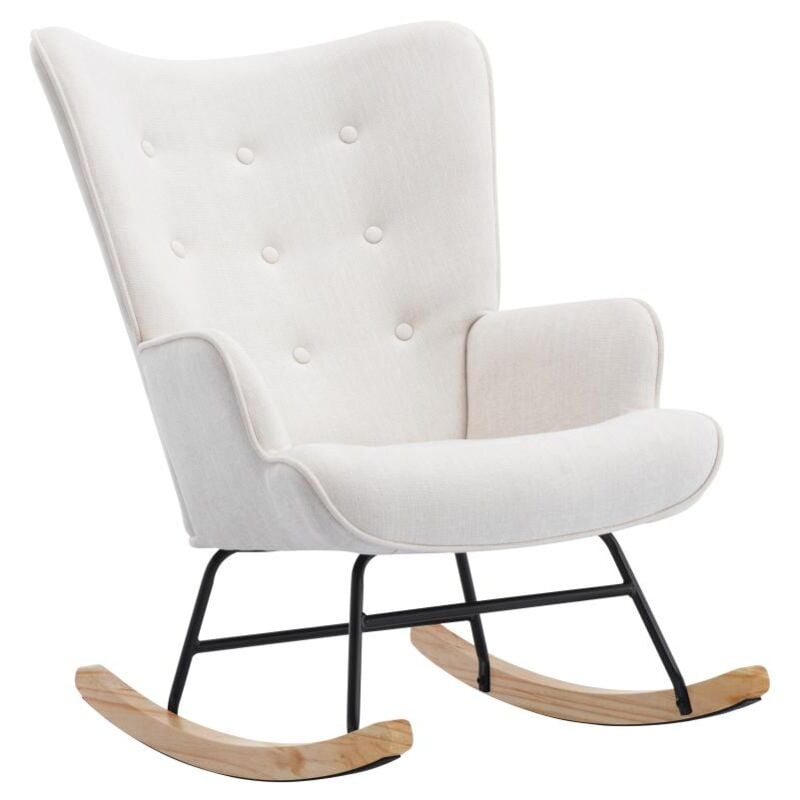 Vente-unique - Fauteuil à bascule en tissu chiné beige elmina ii