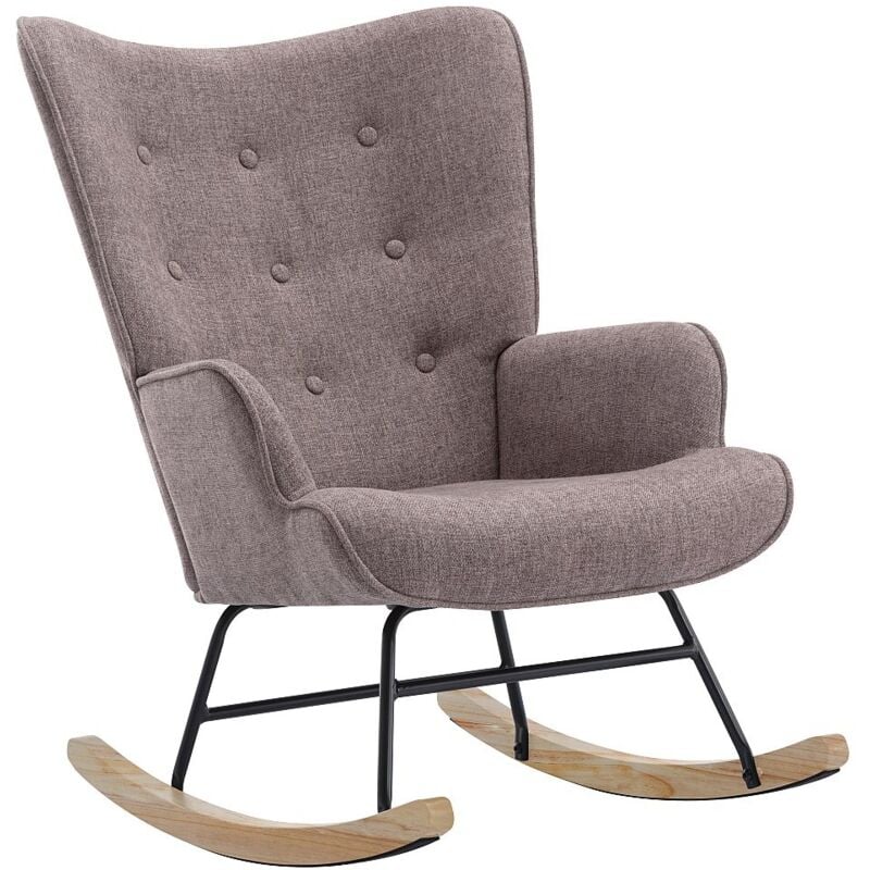 Fauteuil à bascule en tissu chiné taupe elmina ii