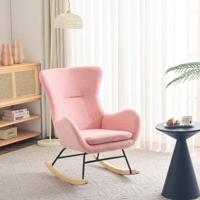 Lunsy - Fauteuil à bascule, Fauteuil à bascule en velours Teddy, fauteuil de loisirs, fauteuil canapé individuel, fauteuil mère, fauteuil de chambre