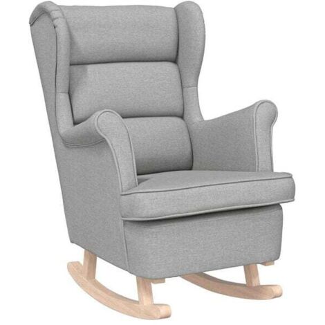 Fauteuil à bascule gris nuage, dimensions 74 x 90 x 102 cm, tissu