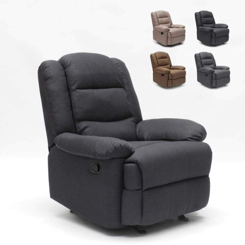 Fauteuil relax inclinable avec repose-pieds en tissu Sofia Couleur: Noir