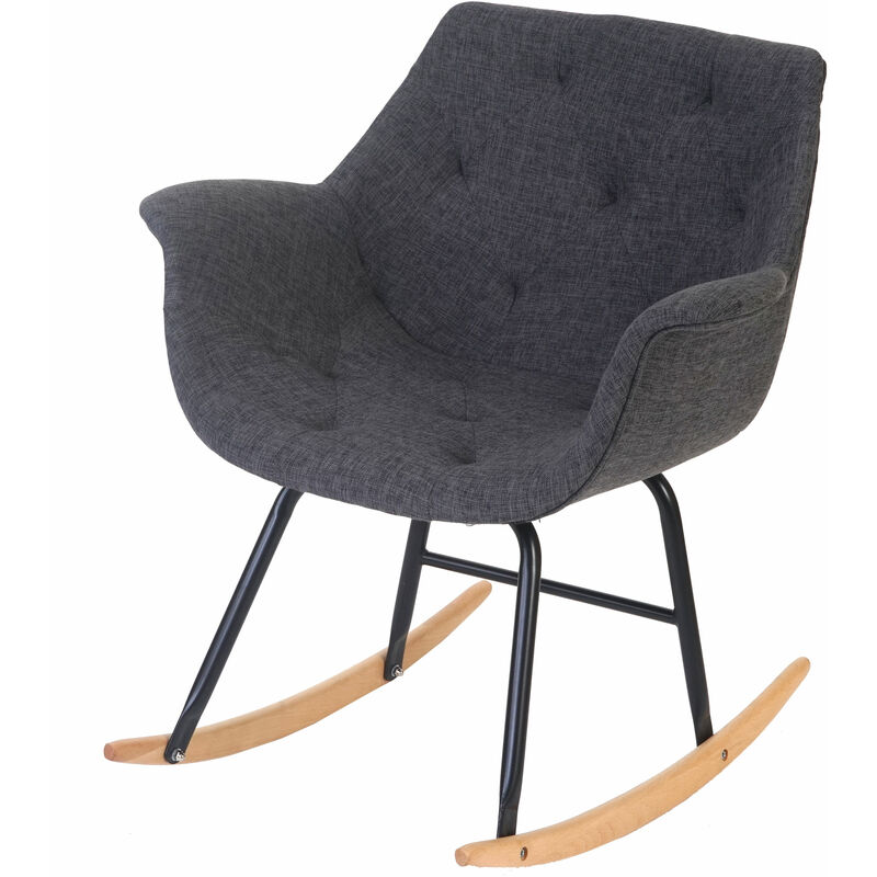 hhg - jamais utilisé] fauteuil à bascule malmö t820, rocking-chair, fauteuil de relaxation tissu, gris - grey