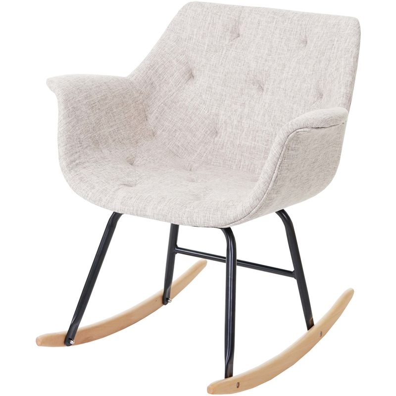 Fauteuil à bascule Malmö T820, rocking-chair, fauteuil basculant, relax tissu, crème/gris - beige