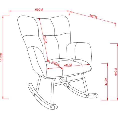 Fauteuil à bascule moderne 69×89×101 CM cadre métallique et base bois. Style scandinave polyvalent pour salon,chambre,bureau et balcon familial.