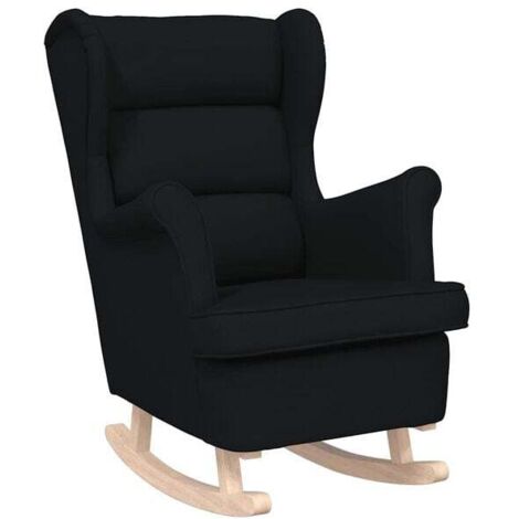 Fauteuil à bascule noir, dimensions 74x90x102 cm, revêtement en tissu.