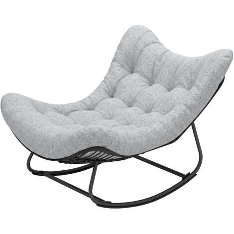 Fauteuil à bascule œuf jardin avec coussin gris 98x111x74 cm