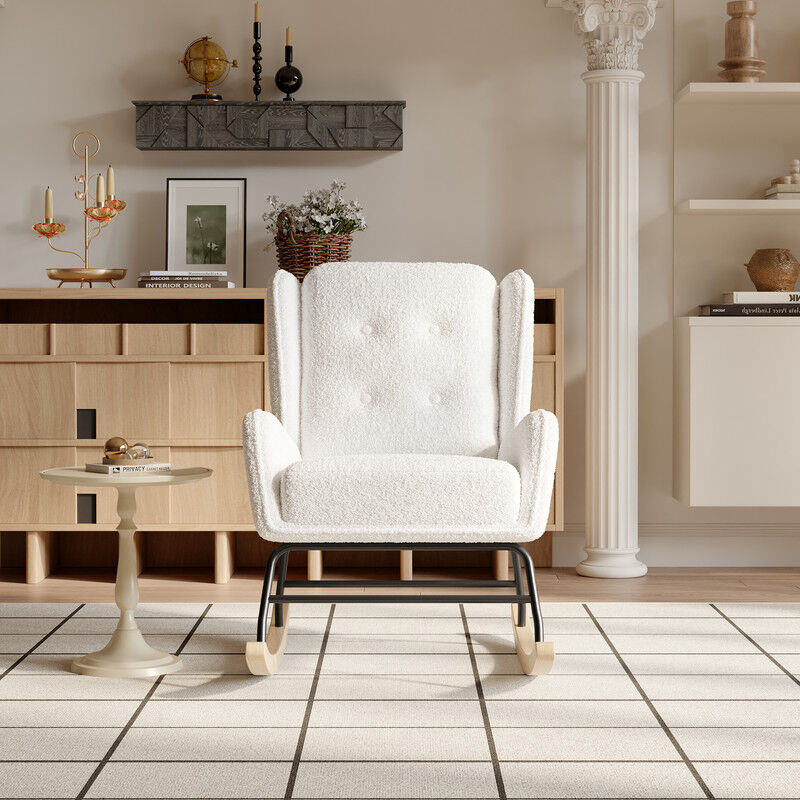 Fauteuil à bascule pour la chambre d'enfant, fauteuil à bascule rembourré, fauteuil d'appoint à bascule, siège rembourré avec dossier haut, fauteuil