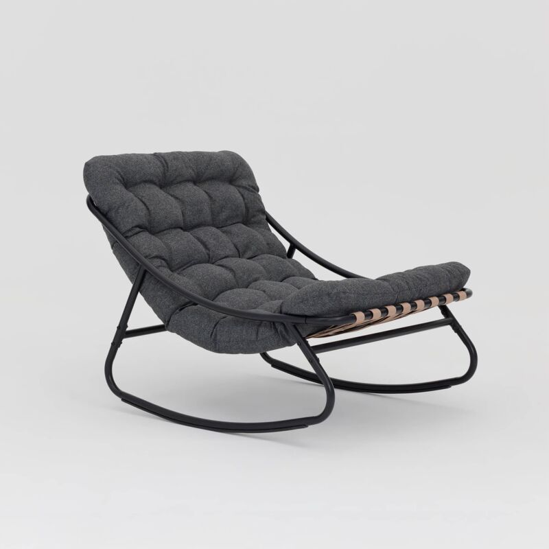 Mobili Rebecca - Fauteuil à Bascule Rebecca Mobili Maskat 74x78x101 Acier Polyester Gris Moderne