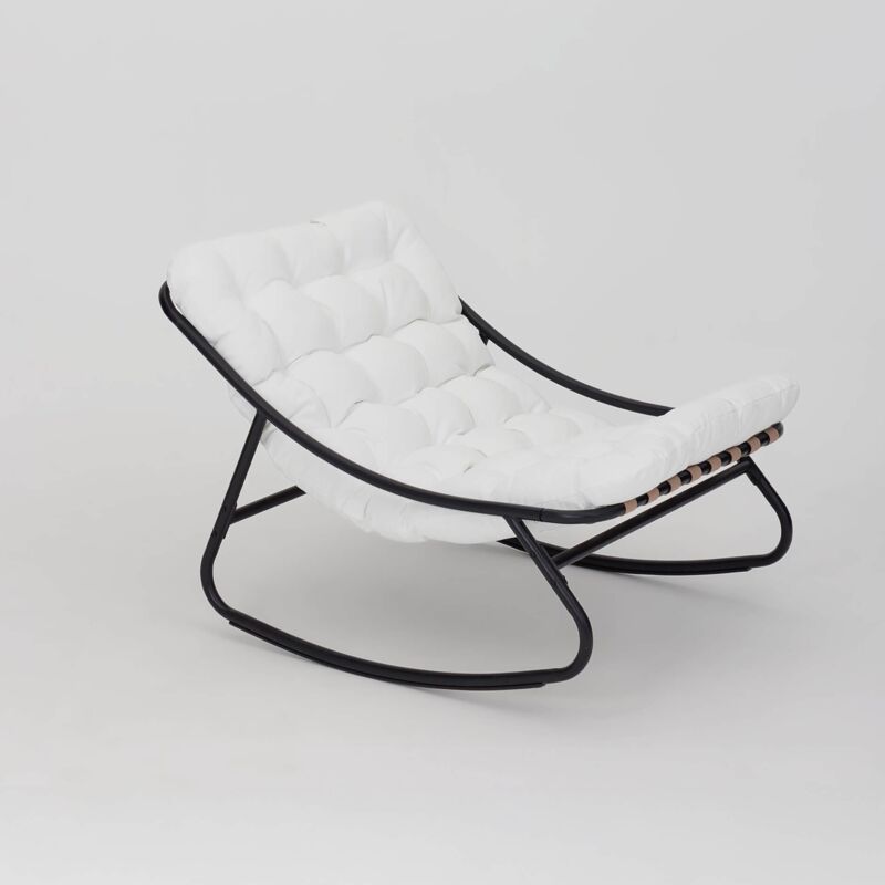 Mobili Rebecca – Fauteuil suspendu 74x78x101 cm – Acier et polyester – Coussin blanc – Support jusqu'à 180 kg – Assemblage requis Mobili Rebecca – Fauteuil suspendu 74x78x101 cm – Acier et polyester – Coussin blanc – Support jusqu'à 180 kg – Assemblage requis
