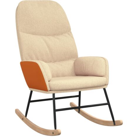 Fauteuil à bascule relax pour salon en tissu crème et PVC orange DEC028888