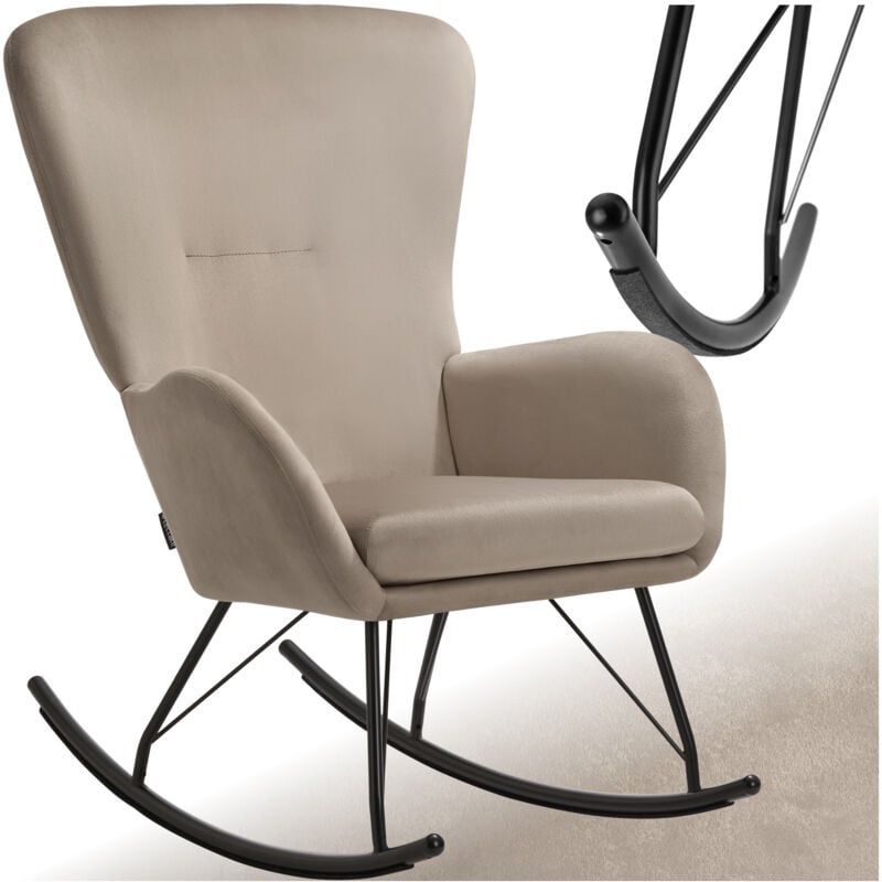 Fauteuil à bascule Rembourrage épais avec revêtement en velours grande dossiere et coussin de siège amovible