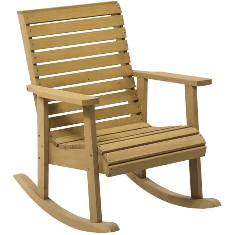 Fauteuil à bascule rocking chair d'extérieur jardin en bois massif - 64 x 86 x 85 cm marron