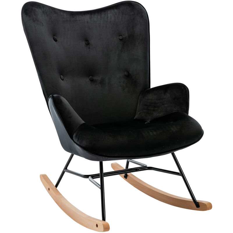 Fauteuil à bascule Sanka en Velours Noir
