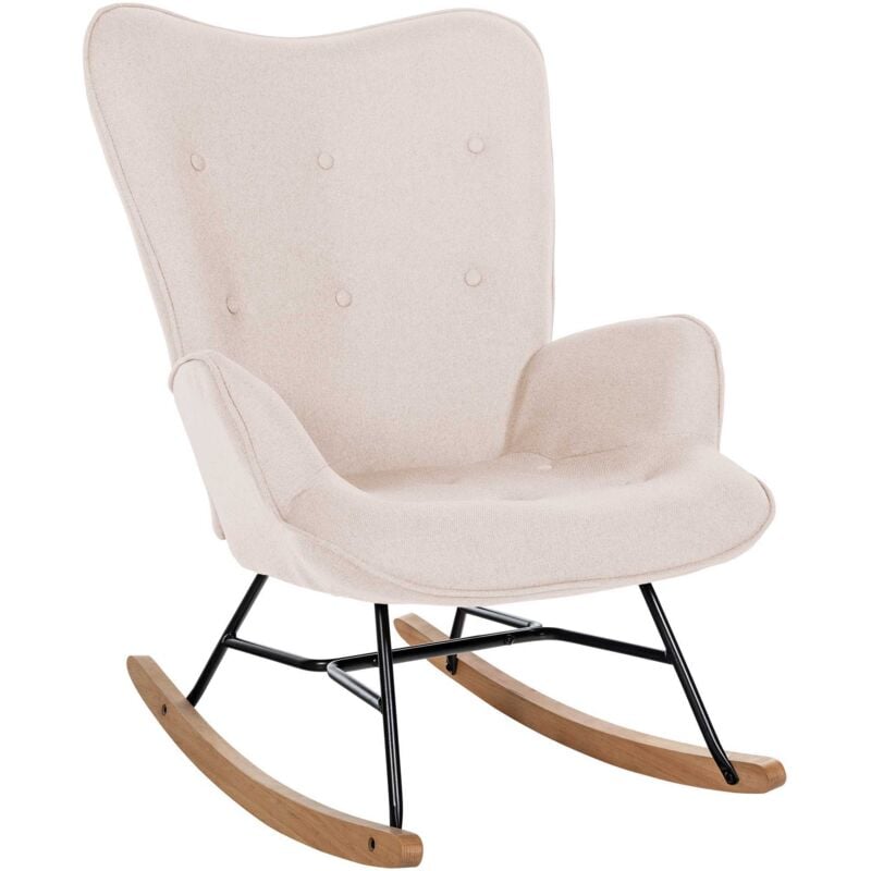 Chaise à bascule élégante et robuste dans un tissu rembourré et matelassé dans diverses couleurs colore : Crème