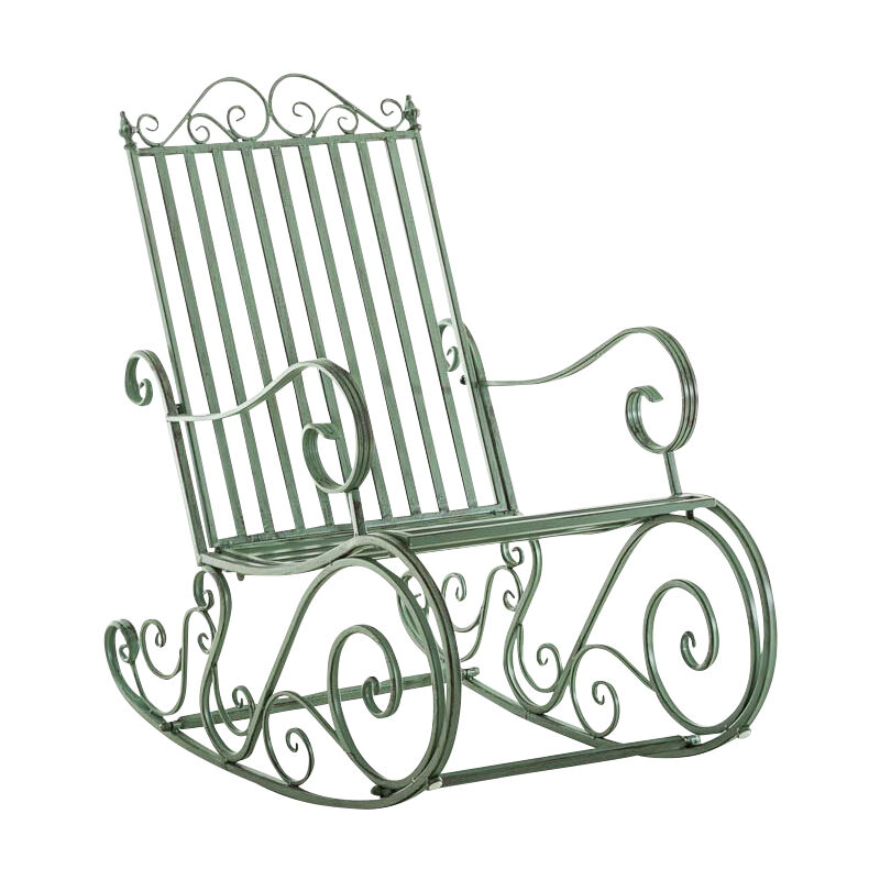 CLP – Chaise à bascule rustique en fer laqué – Hauteur 94 cm – Largeur 56 cm – Pour intérieur et extérieur – Capacité 150 kg
