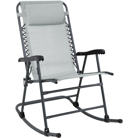 Fauteuil à bascule SVITA pliable Outdoor avec appuie-tête Accoudoir Gris
