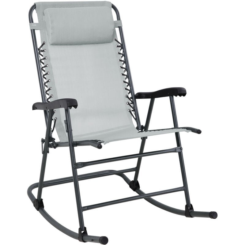 Fauteuil à bascule Svita pliable Outdoor avec appuie-tête Accoudoir Gris