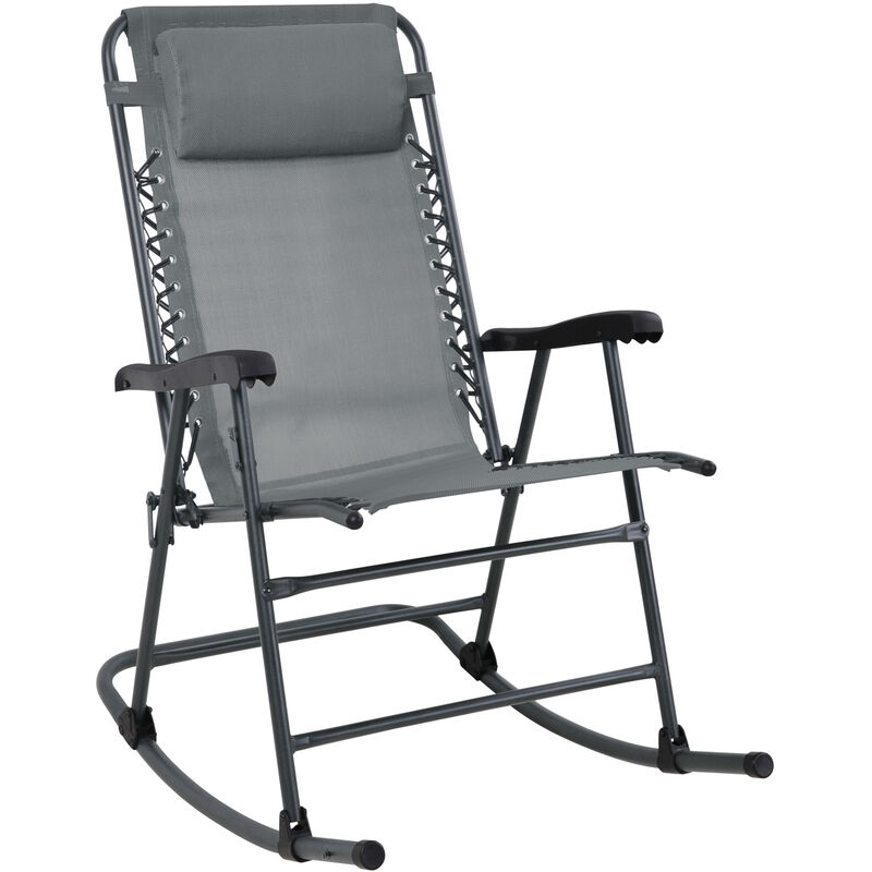Fauteuil à bascule Svita pliable Outdoor avec appuie-tête Accoudoir Gris clair