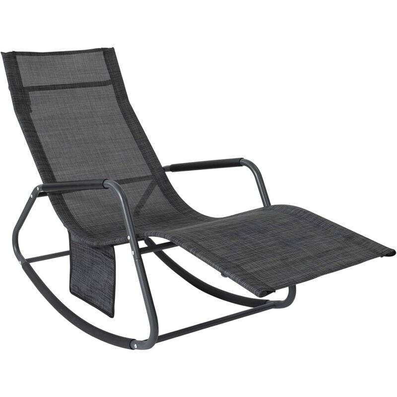 Fauteuil à Bascule Transat de Relaxation Chaise Longue Bain de Soleil Rocking Chair – avec Pochette latérale et Repose-Pieds Sobuy OGS47-MS