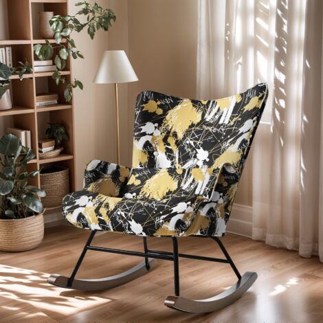 Fauteuil à bascule urbain HOMEMiYN - Motif graffiti lettré noir et or