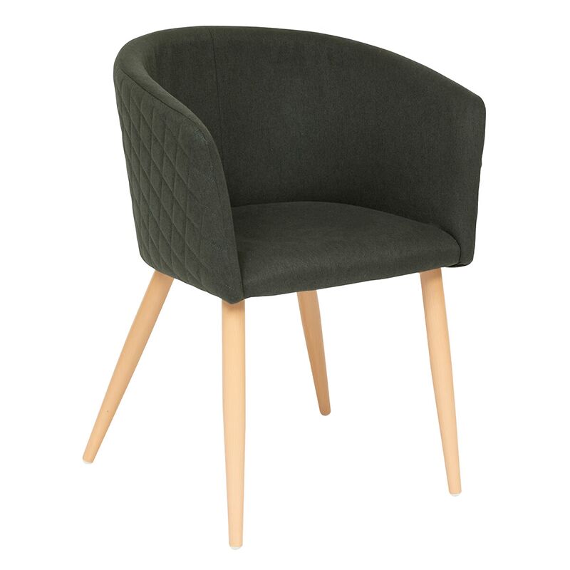 Atmosphera - Fauteuil à Dîner Marlo Velours Vert Cèdre