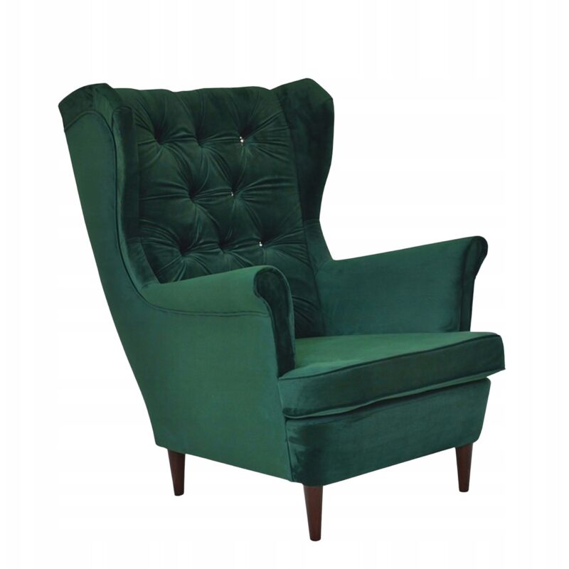 Fauteuil à oreilles Gaja Scandinavian Family Meble, vert bouteille foncé