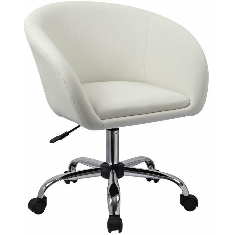 Décoshop26 - Fauteuil à roulette tabouret chaise de bureau blanc BUR09021