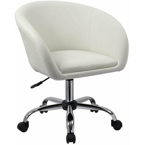 Fauteuil à roulette tabouret chaise de bureau blanc BUR09021