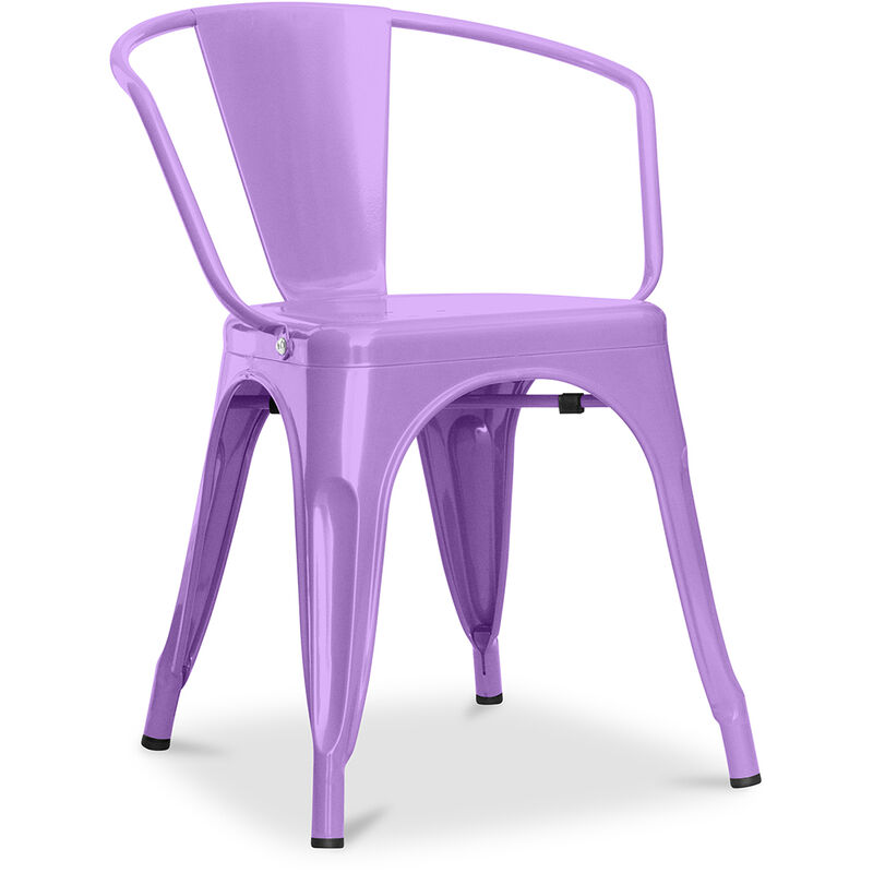 privatefloor - chaise de salle à manger avec accoudoirs - acier - nouvelle édition - stylix violet clair - acier - violet clair