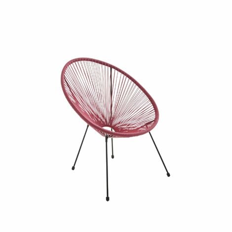 Fauteuil ACAPULCO forme d'oeuf - Bordeaux - Fauteuil 4 pieds design rétro, cordage plastique, intérieur / extérieur