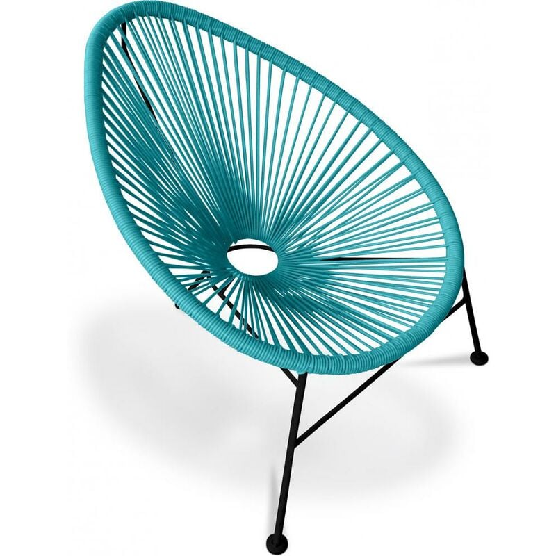 Chaise d'extérieur - Chaise de jardin d'extérieur - Acapulco Turquoise - Acier, Rotin synthétique, Metal, Plastique - Turquoise