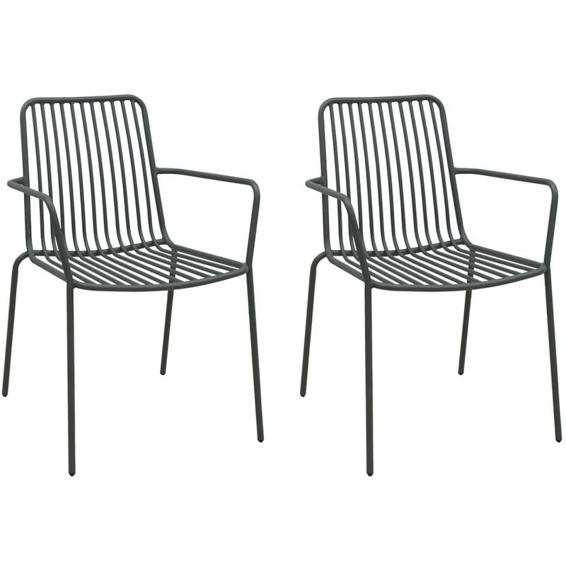 Sweeek - Lot de 2 fauteuils en acier empilables anthracite - Anthracite