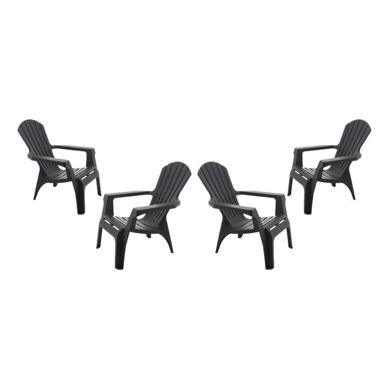 Wilsa Garden - Fauteuil Adirondack résine polypropylène Anthracite - 4 Fauteuils Adirondack