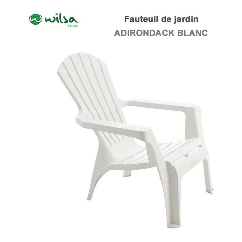 Wilsa Garden - Fauteuil Adirondack résine polypropylène Blanc - 1 Fauteuil Adirondack