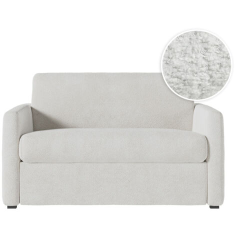 Fauteuil AGATHE convertible express 100x190cm en tissu bouclette blanc - Matelas 13cm