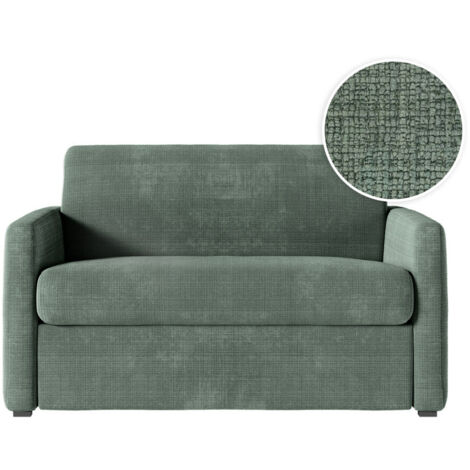 Fauteuil AGATHE convertible express 100x190cm en tissu chenille vert - Matelas 13cm