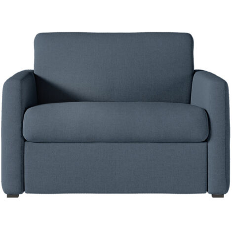 Fauteuil AGATHE convertible express couchage quotidien 70x190cm en tissu bleu foncé - Matelas 13cm