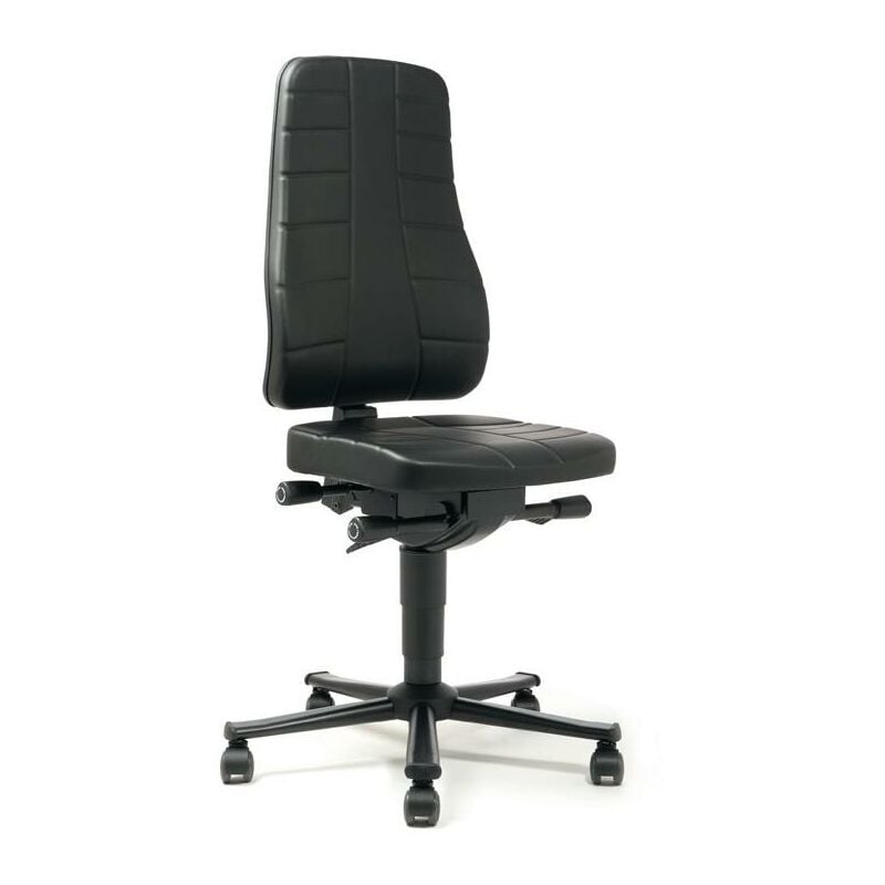 Chaise d'atelier pivotante Highline rouleaux rembourrage simili cuir noir 450-600 mm
