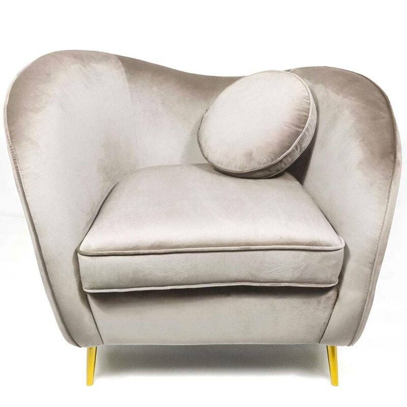 Fauteuil Altess Velours Taupe pieds Métal Or - Taupe