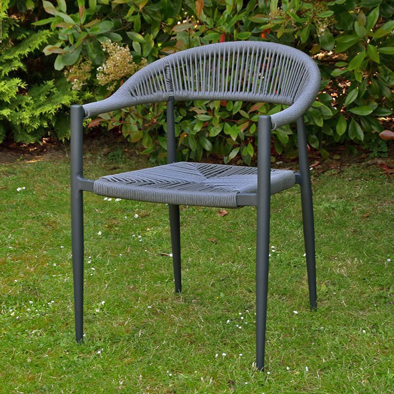 Gecko Outdoor - Fauteuil aluminium anthracite et corde tressée grise Casamance