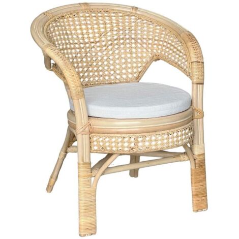 Fauteuil Amanda en osier naturel avec paille de Vienne et coussin gratuit