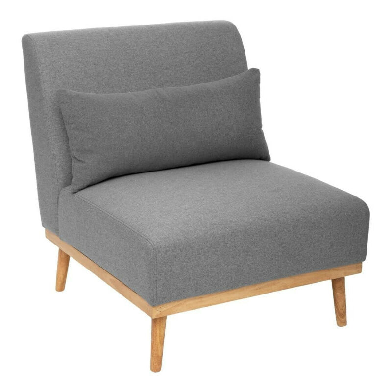 Atmosphera - Fauteuil bas Andria pieds bois gris galet