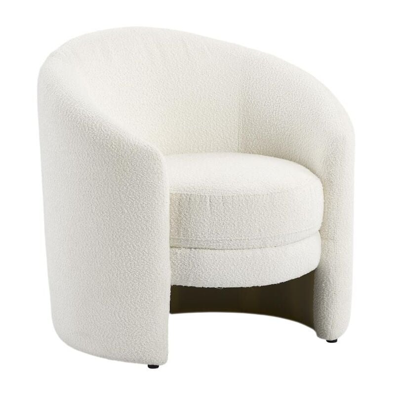 Vente-unique - Fauteuil arrondi en tissu bouclette blanc ruoto