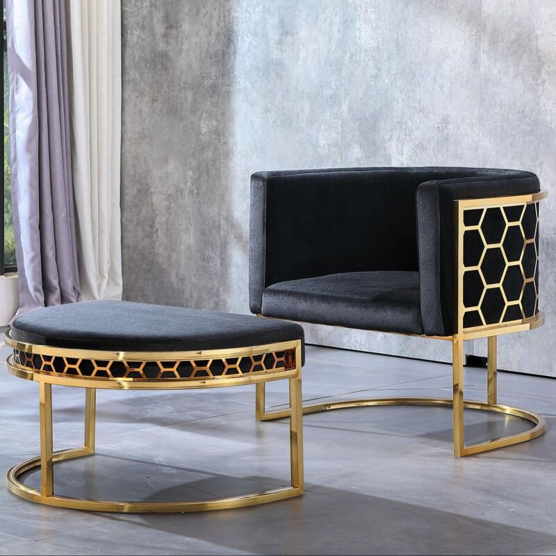 Fauteuil arrondi Honey Velours Noir - Noir