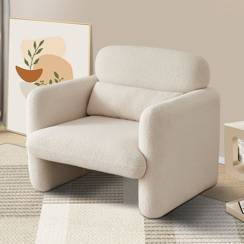 Fauteuil, avec accoudoirs, dossier, ergonomique, fauteuil individuel, design moderne, chaise capitonné en sherpa, pour Salon Chambre Vérandas - Beige