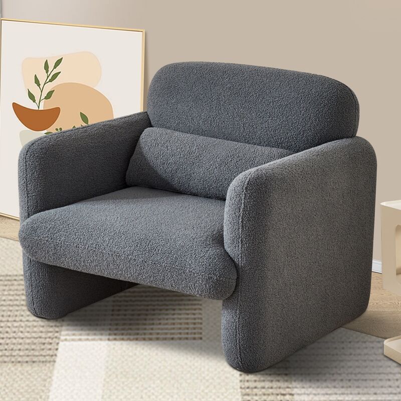 Fauteuil, avec accoudoirs, dossier, ergonomique, fauteuil individuel, design moderne, chaise capitonné en sherpa, pour Salon Chambre Vérandas - Gris