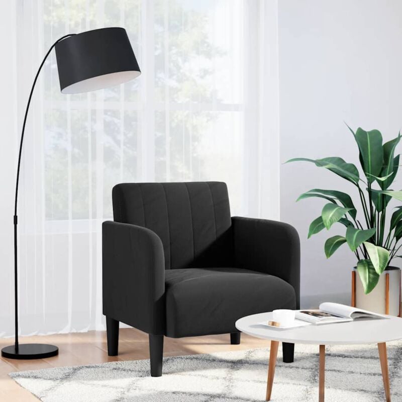 Fauteuil avec accoudoirs noir 54 cm velours - Vidaxl